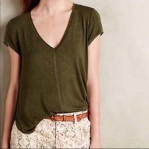 ANTHROPOLOGIE- Olive Green Bordeaux Tee
